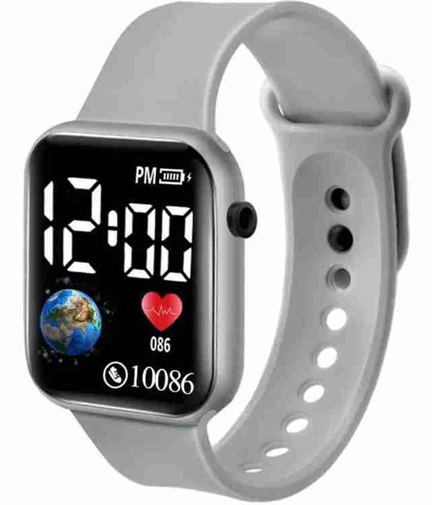 PIRASO Light Grey Silicon Digital Men's Watch