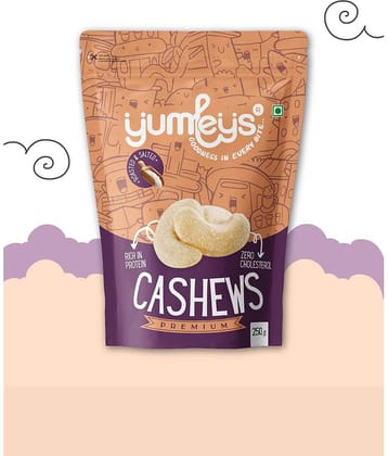 Yumleys Premium Roasted and Mildly Salted Crunchy Kaju Cashews 250gm