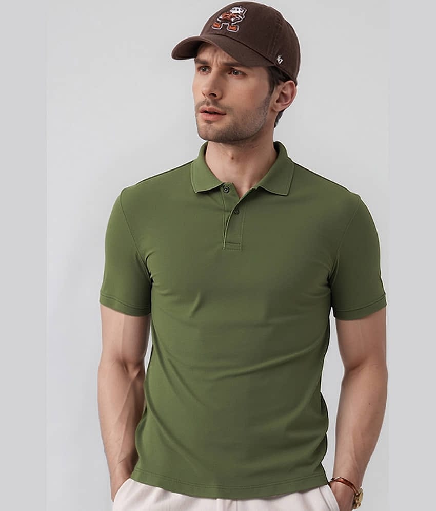 renuovo Pack of 1 Cotton Blend Regular Fit Solid Half Sleeves Men's Polo T Shirt ( Black )