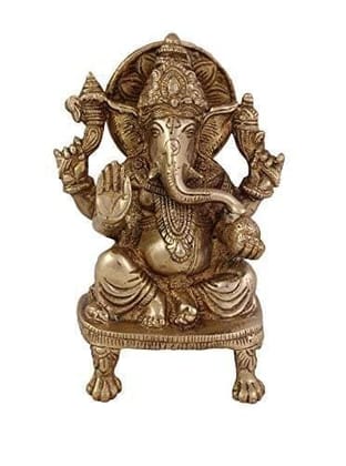 Arihant Craft� Hindu God Ganesha Idol Hand Craft Showpiece � 14.5 cm (Brass, Gold) Arihant Craft� Hindu God Ganesha Idol Hand Craft Showpiece � 14.5 cm (Brass, Gold)