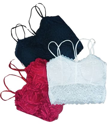 Kamini Pack of 3 Lace Lightly Padded Bralette Bra For Women ( Multicolor6 )