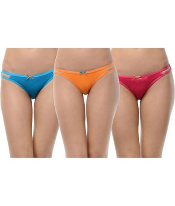 Leading Lady Pack of 3 Cotton Women's Bikini Panties ( Multi Color )