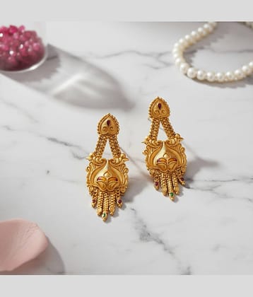 Drashti Collection Gold Danglers Earrings ( Pack of 1 )