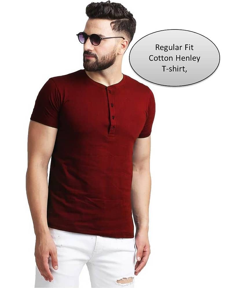 Leotude 100 Percent Cotton Maroon Solids T-Shirt