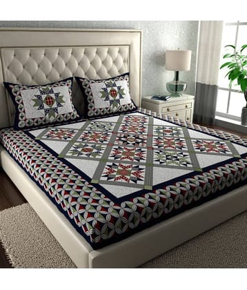 Cosito Cotton 1 Double Bedsheet with 2 Pillow Covers ( Blue )
