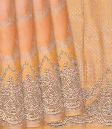 Yellow Rangkat Silk Saree With Embroidered Motifs-Yellow-Yellow