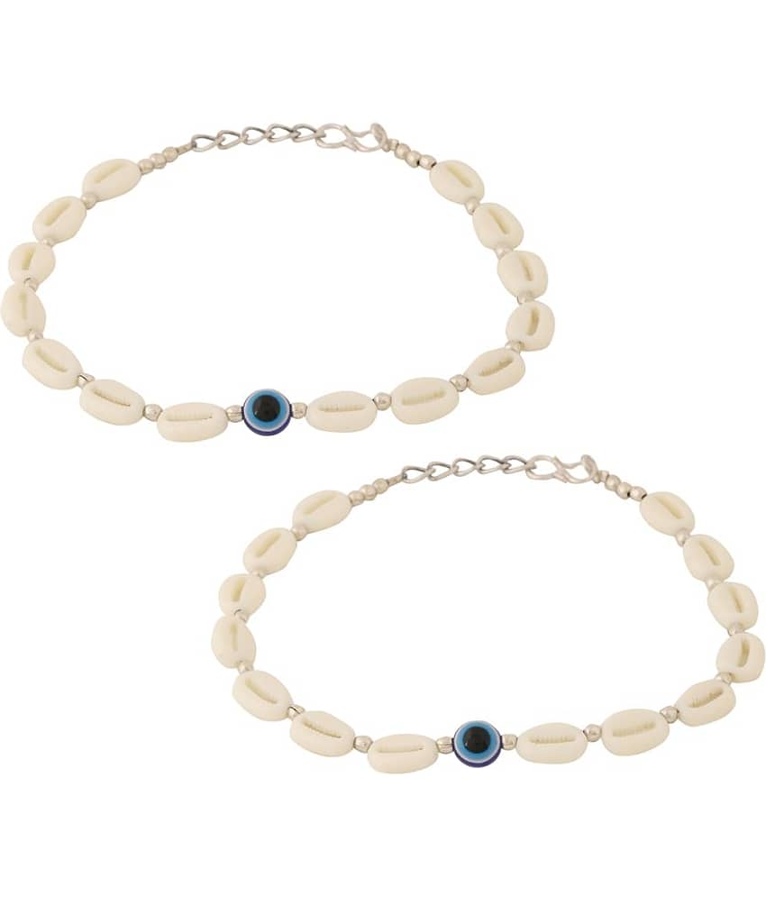 VIRAASI - White Anklets ( Pack of 1 )
