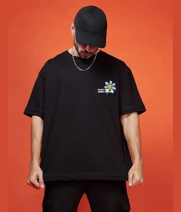 Veirdo Pack of 1 100% Cotton Oversized Fit Men's T-Shirt ( Black )