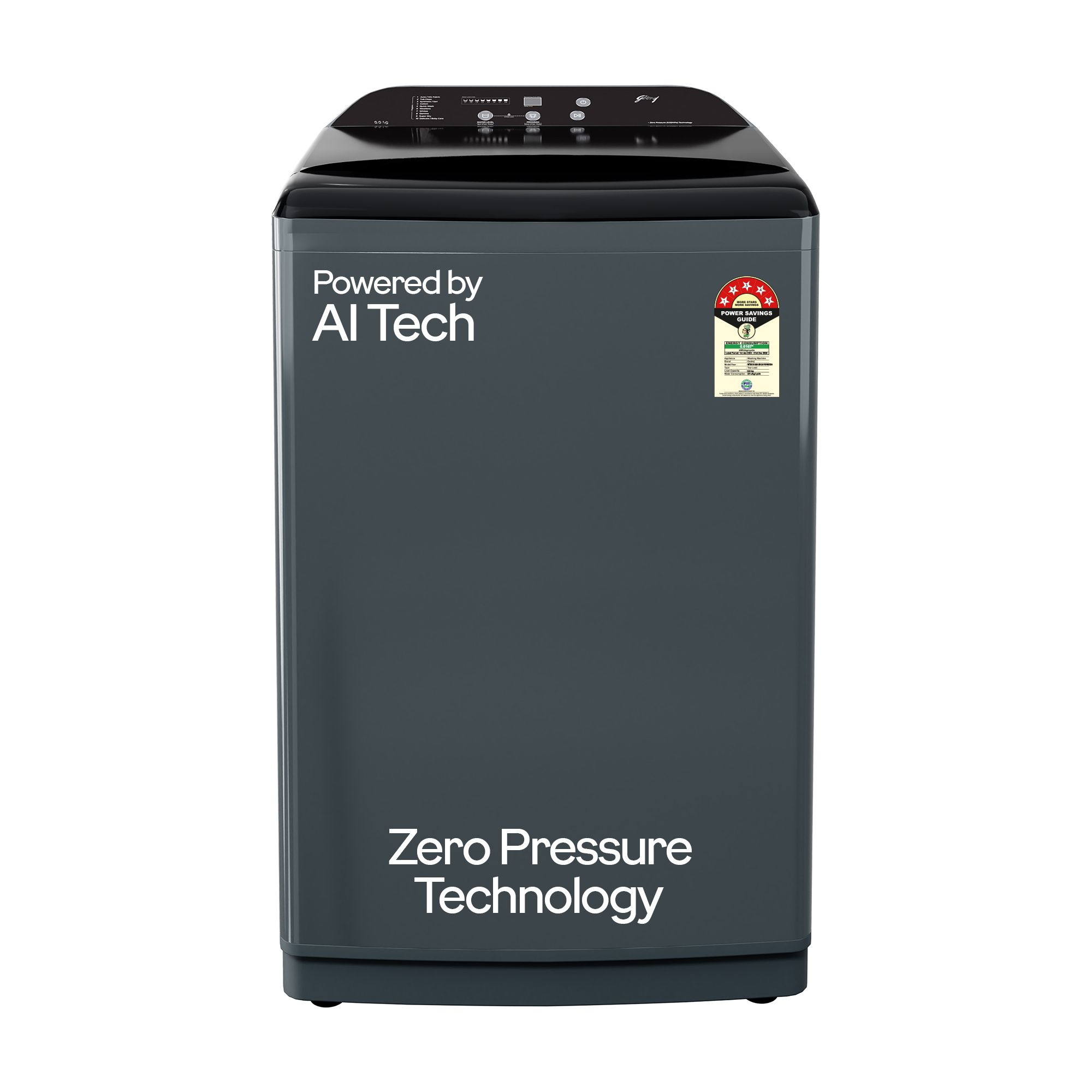 Godrej 8 Kg 5 Star Zero Pressure (0.02 MPa) Technology With Steel Drum Fully-Automatic Top Load Washing Machine (WTEON ADA 80 5.0 FEFN GLGR, Glacial Grey, With Soft Close Lid)