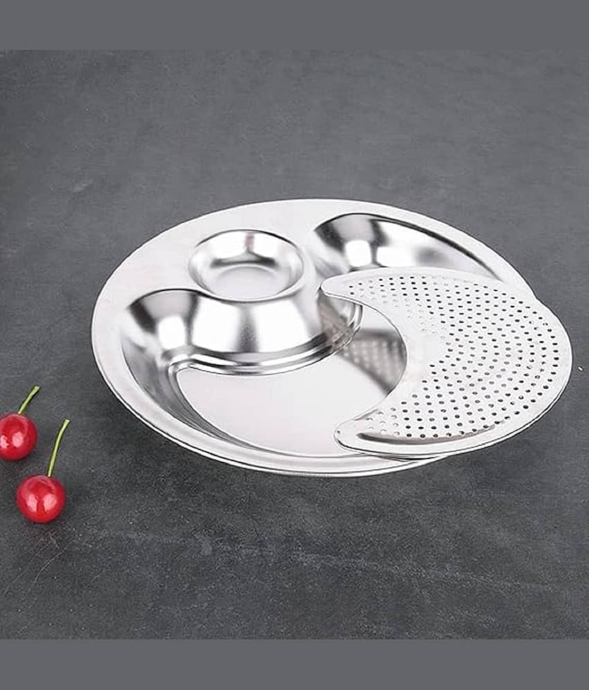 RAMDEV ENTERPRISE Plain Stainless Steel Dinner Set ( Pack of 1 ) Multicolor