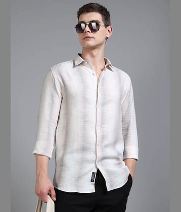 Paul Street 100% Cotton Slim Fit Striped Full Sleeves Men's Casual Shirt - Beige ( Pack of 1 )