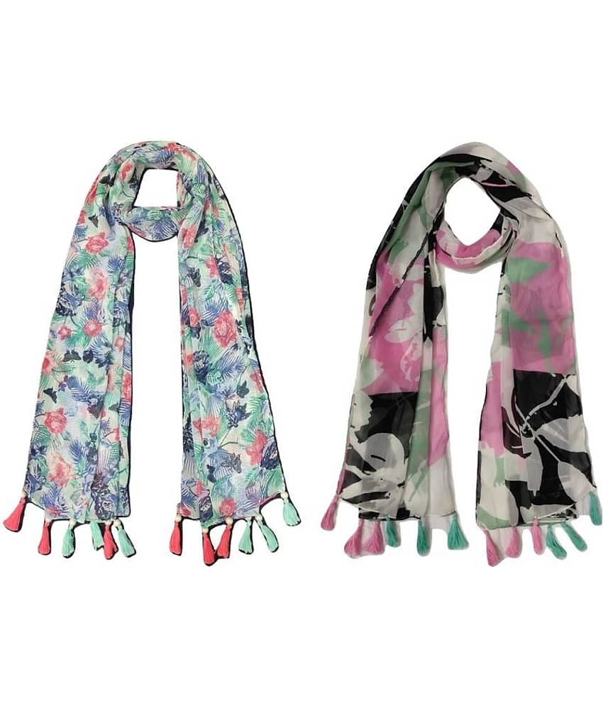 stolevilla Multi Printed Poly Cotton Yarn Stoles ( Pack of 2 )