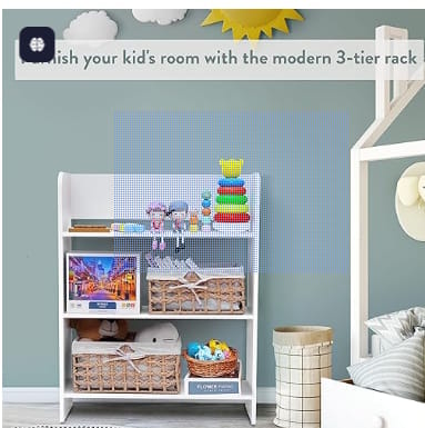 Engineered Wood Bookcase with 3 Tier Books Storage Organizer for Kids Multipurpose Shelves for Home, Office, School, Study Room Open Display & Utility (White - L 62 x B 23.5 x H 79.5 cm)assorted colour