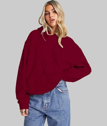 Leotude Fleece Women's Hooded Sweatshirt ( Maroon )