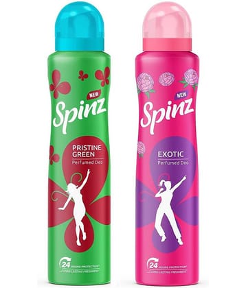 Spinz - 1 PRISTINE GREEN 1 EXOTIC DEODORANT Deodorant Spray for Unisex 300 ml ( Pack of 2 )