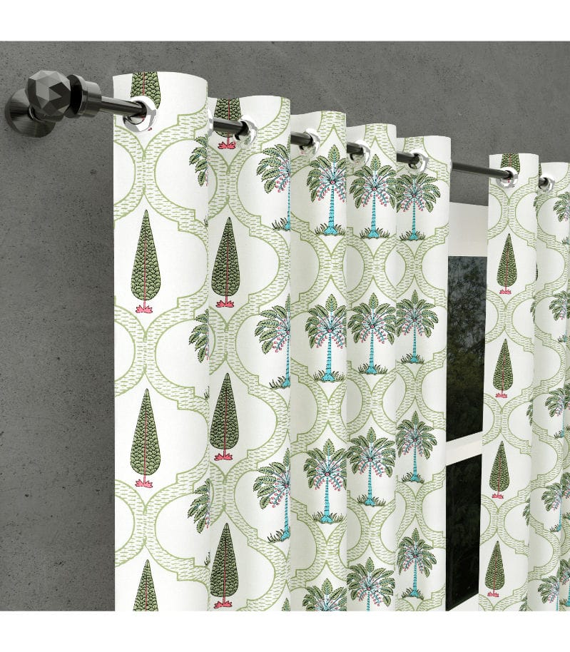 Printroots Heritage Cotton Curtains  Hand Block Floral Art for Elegant Interiors ( 7 Feet  )