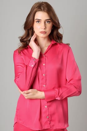 Hot Pink Shirt For Women-XXS / Hot Pink / SH009-PLLZ0008-2.1-NIL-NIL-NIL-NIL-THR012-FS01-NIL-BT002-13-NIL-NIL-NIL