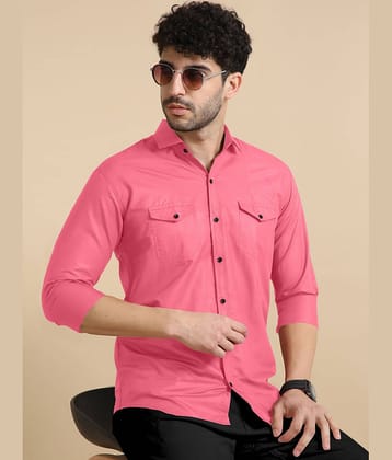 VTEXX Cotton Blend Regular Fit Solids Full Sleeves Men's Casual Shirt - Pink ( Pack of 1 )