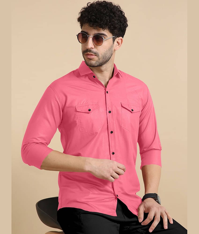 VTEXX Cotton Blend Regular Fit Solids Full Sleeves Men's Casual Shirt - Pink ( Pack of 1 )