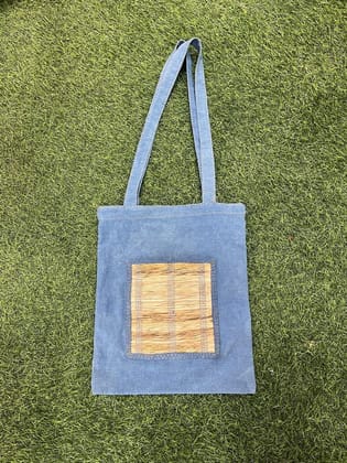 Indigo Dyed Tote Bag with Banana Bark