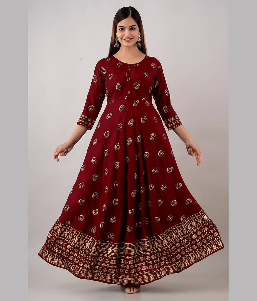 Kapadia - Maroon Rayon Women's Anarkali Kurti ( Pack of 1 )
