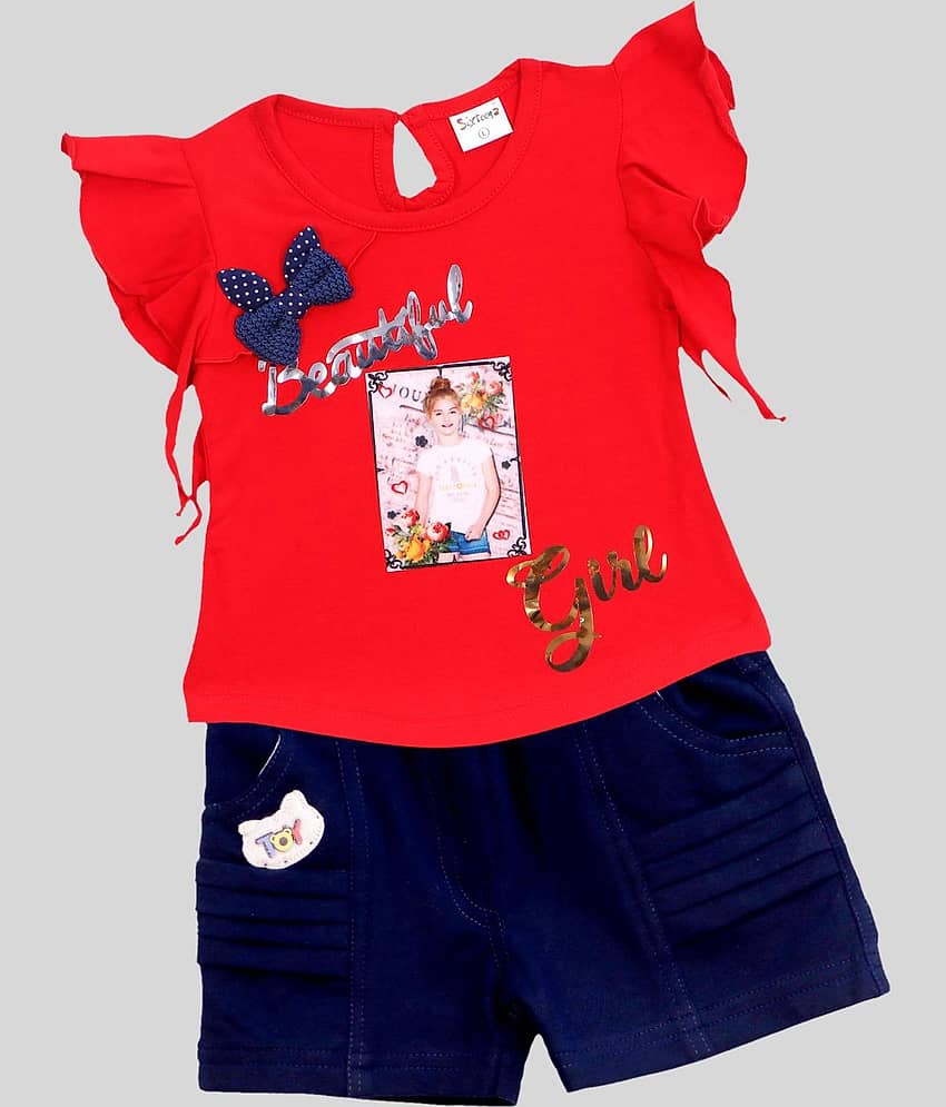 Me N My CLOSET Pack of 1 Baby Girls 100% Cotton Tops & Bottoms Sets ( Red )