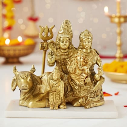 Brass Shiv Parivar Statue - Family God Idol For Mandir, Height : 5.2 Inch (BSMAS1109 C)