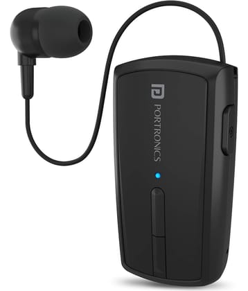 Portronics Harmonics Klip 4:Retractable Bluetooth Earphone ,Black (POR 1102)