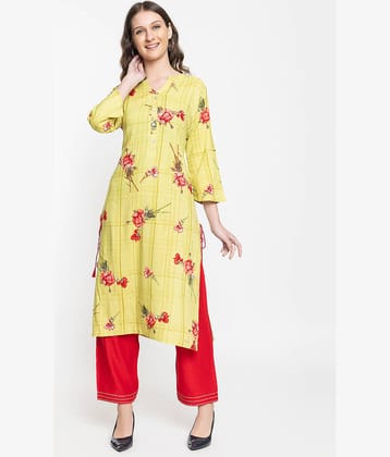 ELTHIA - Yellow Rayon Women's Straight Kurti ( Pack of 1 )