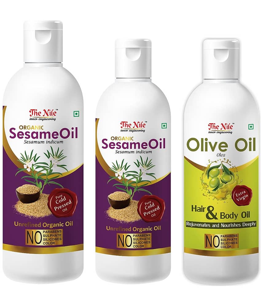 The Nile Sesame Oil 150 Ml + 100 ML (250 Ml) + Olive Oil 100 Ml 350 mL Pack of 3