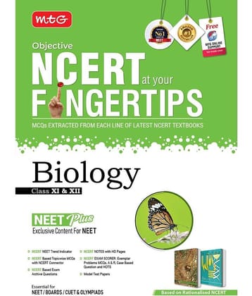MTG Objective NCERT at your FINGERTIPS Biology - NCERT NEET Trend Indicator, Notes with HD Pages, Exam Archive & MCQs | NEET Books (Based on NCERT Latest Pattern For 2025 Exam)
