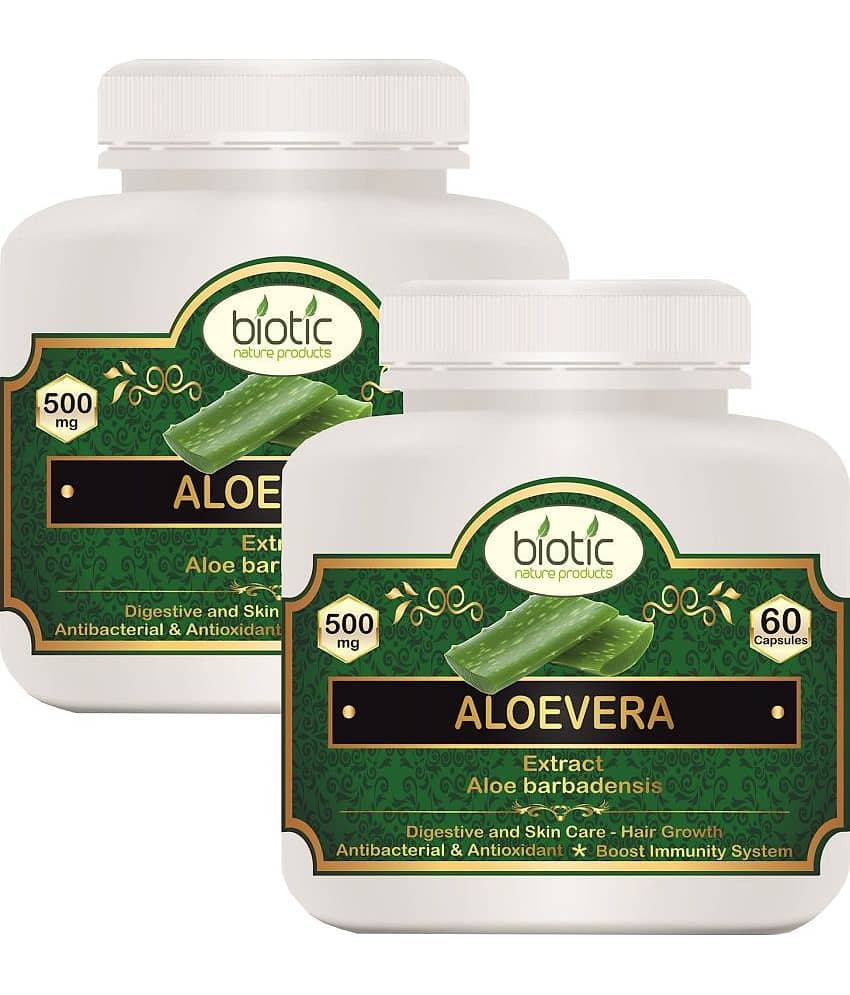 Biotic Aloevera Capsules (Aloe barbadensis) Extract 500mg Capsule 120 no.s Pack of 2
