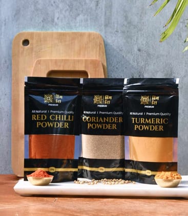Pure Himalayan Spices - Turmeric, Coriander & Red Chilli Powder