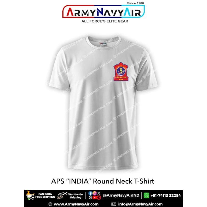 ArmyNavyAir APS India T-Shirt (Small) | Premium Cotton Round Neck | Casual & Institutional Wear