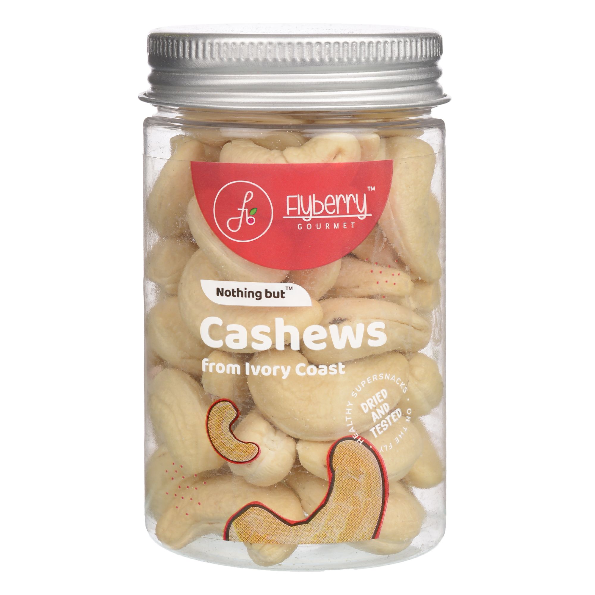 Flyberry Gourmet Premium Whole Cashew W240-Grade, 100g |Gluten Free & Plant Protein| Imported from Ivory Coast