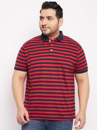 Men Plus Size Wally Striped Polo Tshirt - 6XL