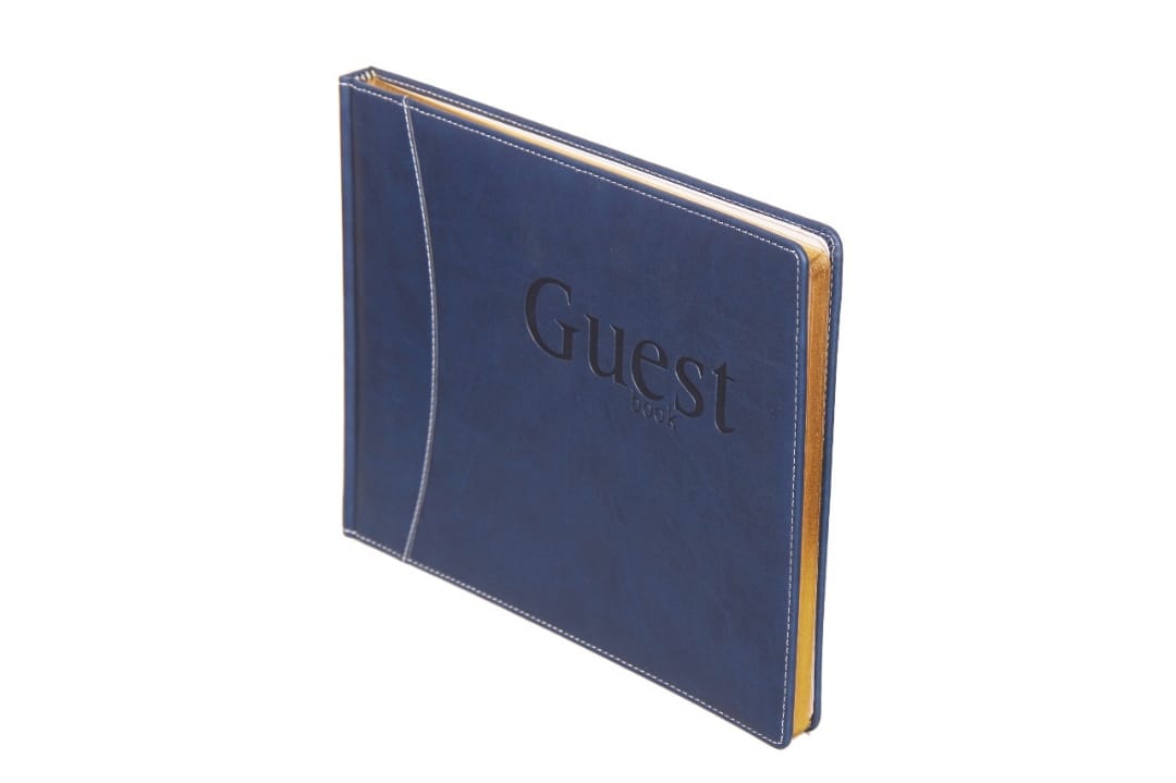 Sukeshcraft Pu Guest Notebook with White and Grey Paper Print in Tan - Ideal for Journals, Notes, Office and Home Use BLUE