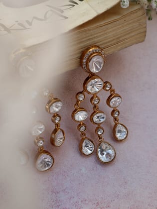 Mollie Polki Earrings-White