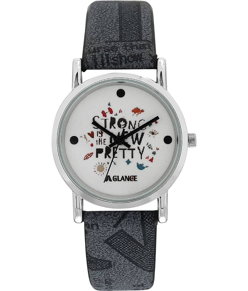 Aglance - Black Leather Analog Womens Watch