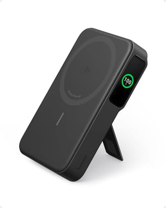 Anker MagGo Power Bank, Qi2 Certified 15W Ultra-Fast MagSafe-Compatible Portable Charger, 10,000mAh Battery Pack with Smart Display and Foldable Stand, For iPhone 15/14/13/12 Only(USB-C Cable Include) Black