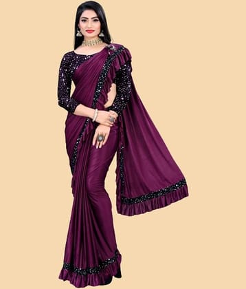 JULEE Lycra Embellished Saree With Unstitched Blouse Piece ( Maroon )