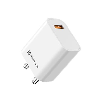 Portronics Adapto One Plus USB Fast Charging Adaptor (White)