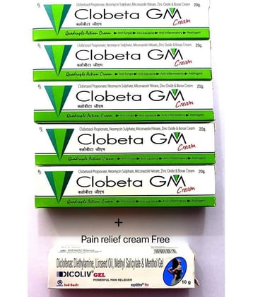 CLOBETA 20gm Each ( PACK OF 6) Cream + Free Pain Relief Cream