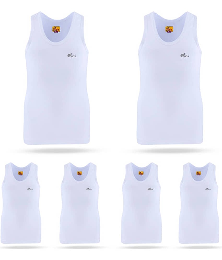 Renox Pack of 6 Boys Cotton Vest ( White )