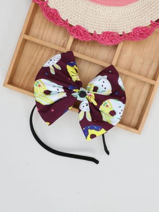 Donut Bow Hairband -Burgundy-one Size / Burgundy
