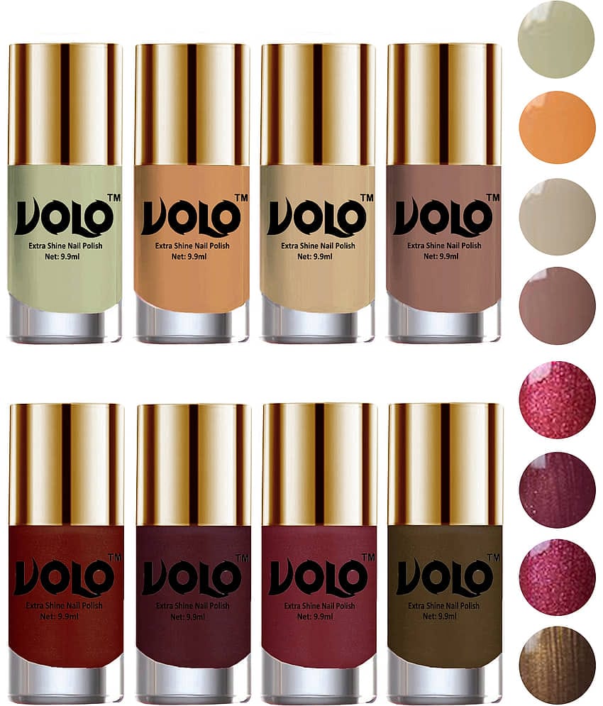 VOLO High-Shine Long Lasting Non Toxic Nail Polish Professional Multi Glossy Pack of 8 79 mL