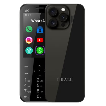IKALL I1 Pro - 4G Android Keypad Mobile with 2.8" Touch Screen, 2GB RAM, 16GB Storage, WiFi, 4G SIM Support, 3000mAh Battery, Preloaded Wht'sAp, FB, Utube, Insta & More (Starlit Black) Starlit Black
