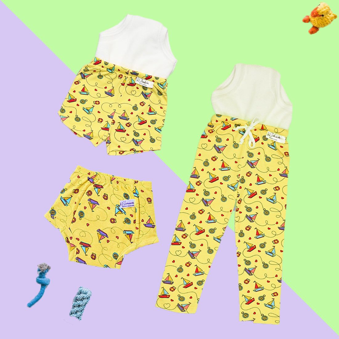 Potty Training Pants, Pajamas & Shorts for Toddlers, Boys and Girls- Sailing Hearts-Size 1 (1-2 years)