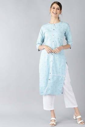 Women Blue Floral Printed Kurta VCK8185