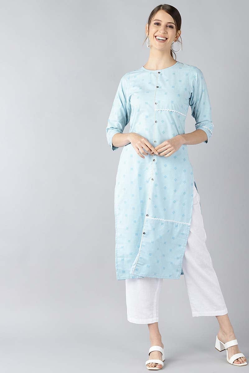 Women Blue Floral Printed Kurta VCK8185